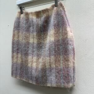 Vintage 90s Moda Int'l Angora Lavender Plaid Mini Skirt Pencil Skirt Clueless